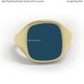 Mens gold signet ring with seal (stone 14x13 mm ~ 0.55x0.51 inch) model