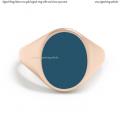 Mens rose gold signet ring with seal (stone 15x12 mm ~ 0.59x0.47 inch) model