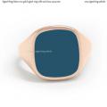 Mens rose gold signet ring with seal (stone 14x13 mm ~ 0.55x0.51 inch) model