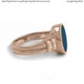 Womens rose gold signet ring with seal (stone 12x10 mm ~ 0.47x0.39 inch) model